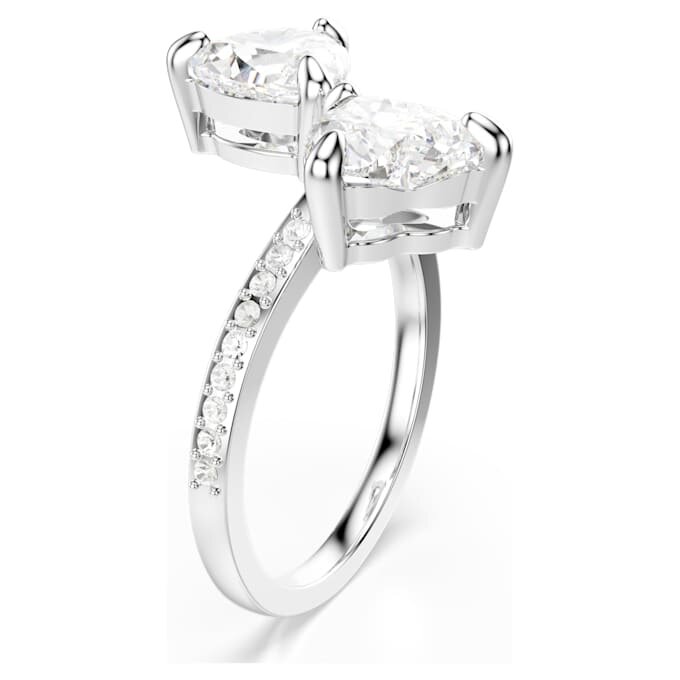 Mesmera Offener Ring mit Herzschliff, Pavé, weiss, rhodiniert Mesmera Offener Ring mit Herzschliff, Pavé, weiss, rhodiniert