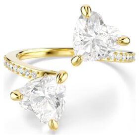 Mesmera Offener Ring mit Herzschliff, Pavé, weiss, vergoldet
