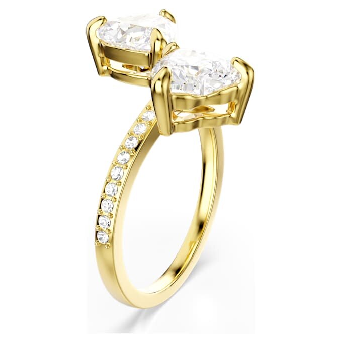 Mesmera Offener Ring mit Herzschliff, Pavé, weiss, vergoldet Mesmera Offener Ring mit Herzschliff, Pavé, weiss, vergoldet