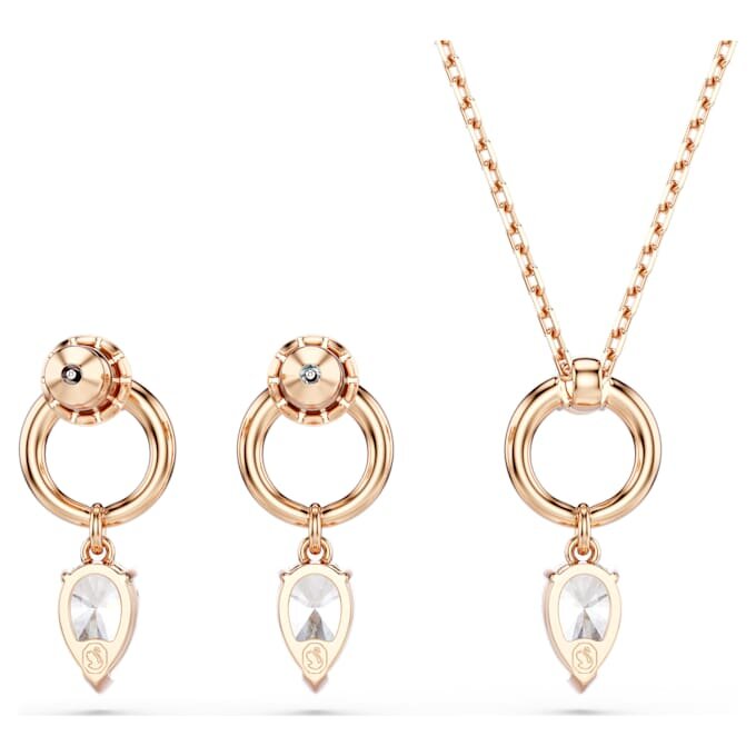 Mesmera-Set mit Birnenschliff, Rundschliff, weiss, roségoldfarben plattiert Mesmera-Set mit Birnenschliff, Rundschliff, weiss, roségoldfarben plattiert