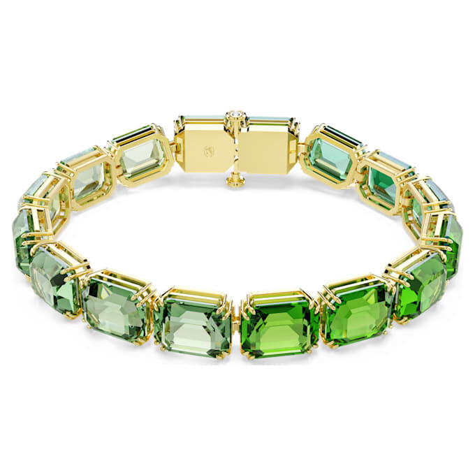Millenia-Armband, Achtkant-Schliff, Farbverlauf, Grün, goldfarben plattiert Millenia-Armband, Achtkant-Schliff, Farbverlauf, Grün, goldfarben plattiert
