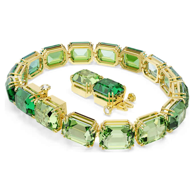 Millenia-Armband, Achtkant-Schliff, Farbverlauf, Grün, goldfarben plattiert Millenia-Armband, Achtkant-Schliff, Farbverlauf, Grün, goldfarben plattiert