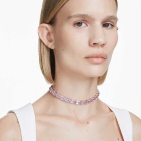 Millenia-Choker mit Achtkant-Schliff, lila, vergoldet
