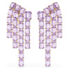 Millenia-Clip-Ohrringe im Achtkant-Schliff, Chandelier-Stil, lila, goldfarben plattiert