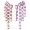 Millenia-Clip-Ohrringe im Achtkant-Schliff, Chandelier-Stil, lila, goldfarben plattiert