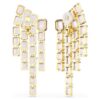 Millenia-Clip-Ohrringe im Achtkant-Schliff, Chandelier-Stil, lila, goldfarben plattiert