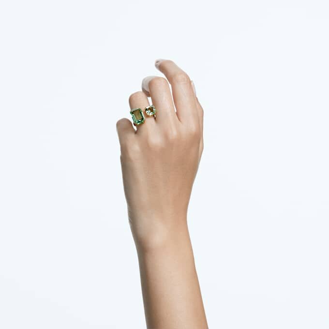 Millenia Offener Ring mit Achtkant-Schliff, grün, goldfarben plattiert Millenia Offener Ring mit Achtkant-Schliff, grün, goldfarben plattiert