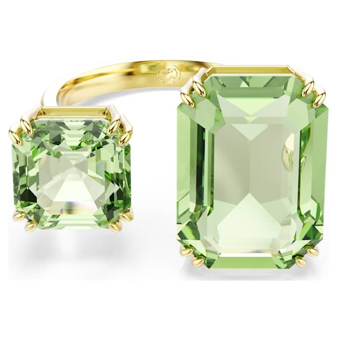 Millenia Offener Ring mit Achtkant-Schliff, grün, goldfarben plattiert Millenia Offener Ring mit Achtkant-Schliff, grün, goldfarben plattiert
