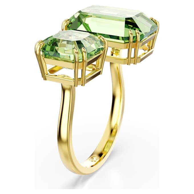 Millenia Offener Ring mit Achtkant-Schliff, grün, goldfarben plattiert Millenia Offener Ring mit Achtkant-Schliff, grün, goldfarben plattiert