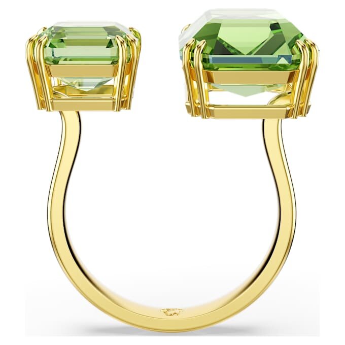 Millenia Offener Ring mit Achtkant-Schliff, grün, goldfarben plattiert Millenia Offener Ring mit Achtkant-Schliff, grün, goldfarben plattiert