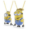 Minions James und Henry, Pavé-Besatz, mehrfarbig, vergoldet Minions James und Henry, Pavé-Besatz, mehrfarbig, vergoldet