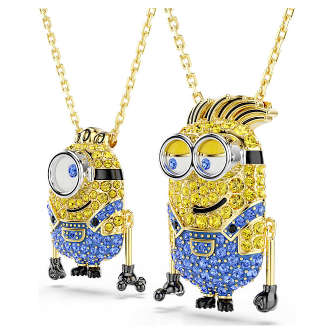 Minions James und Henry, Pavé-Besatz, mehrfarbig, vergoldet Minions James und Henry, Pavé-Besatz, mehrfarbig, vergoldet