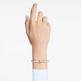 Numina Armreif mit rundem Schliff, weiss, vergoldet