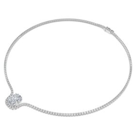 Octagon-Halskette mit im Labor gezüchteten Diamanten, 12.86 Ct Tw, achteckige Form, 18K Weissgold Octagon-Halskette mit im Labor gezüchteten Diamanten, 12.86 Ct Tw, achteckige Form, 18K Weissgold