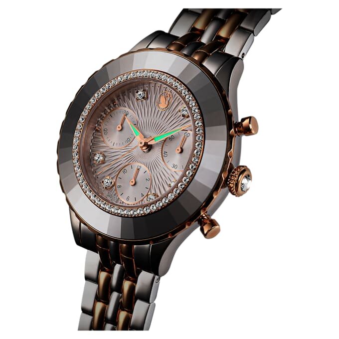 Octea Chrono Uhr Swiss Made, Metallarmband, roségoldfarben, gemischte Metalloberfläche Octea Chrono Uhr Swiss Made, Metallarmband, roségoldfarben, gemischte Metalloberfläche