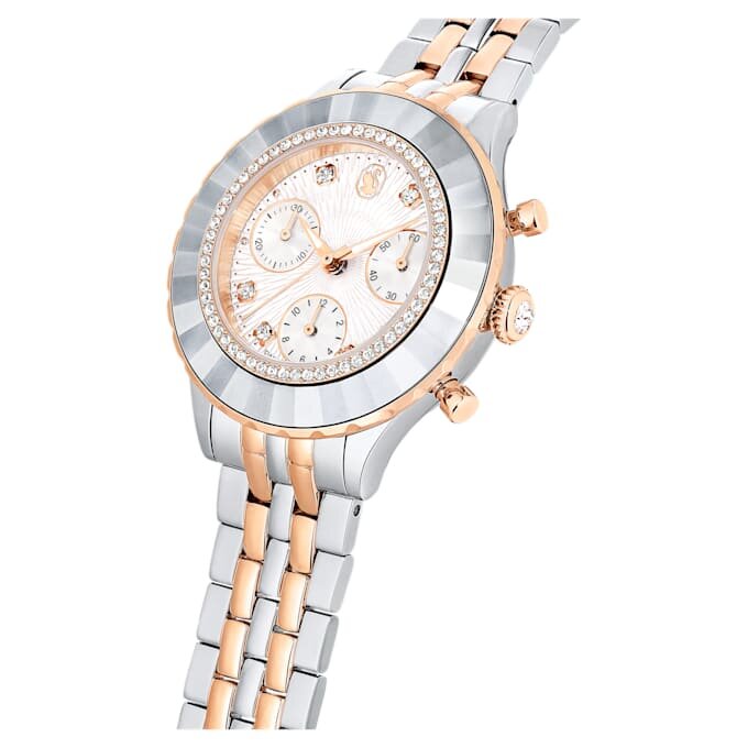 Octea Chrono Uhr Swiss Made, Metallarmband, roségoldfarben, gemischte Metalloberfläche Octea Chrono Uhr Swiss Made, Metallarmband, roségoldfarben, gemischte Metalloberfläche