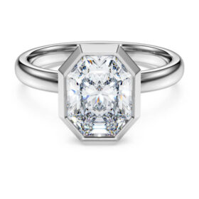 Ring mit achteckiger Fassung, im Labor gezüchtete Diamanten 2.0 Ct Tw, achteckige Form, 14K Weissgold