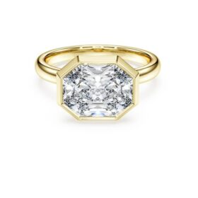 Ring mit achteckiger Fassung, im Labor gezüchtete Diamanten 3.0 Ct Tw, achteckige Form, 14K Gelbgold