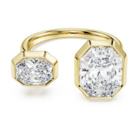 Ring mit achteckiger Fassung, im Labor gezüchtete Diamanten 4.10 Ct Tw, achteckige Form, 18K Gelbgold