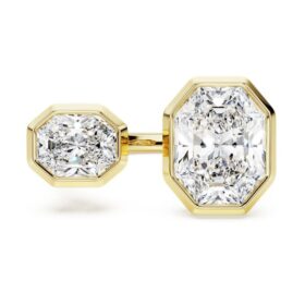 Ring mit achteckiger Fassung, im Labor gezüchtete Diamanten 4.10 Ct Tw, achteckige Form, 18K Gelbgold