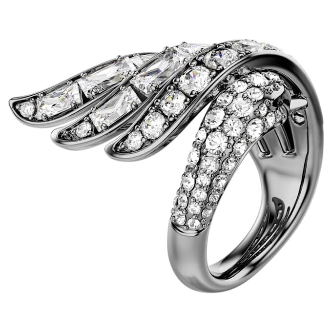 Ring «Swan» aus der Vienna-Kollektion, weiss, rutheniumbeschichtet Ring «Swan» aus der Vienna-Kollektion, weiss, rutheniumbeschichtet