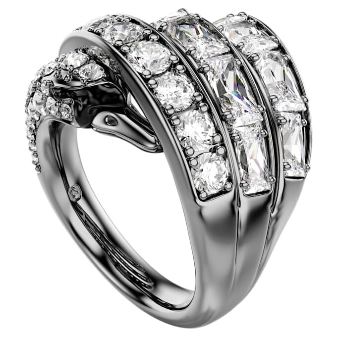 Ring «Swan» aus der Vienna-Kollektion, weiss, rutheniumbeschichtet Ring «Swan» aus der Vienna-Kollektion, weiss, rutheniumbeschichtet
