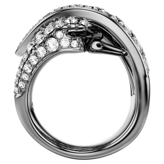 Ring «Swan» aus der Vienna-Kollektion, weiss, rutheniumbeschichtet Ring «Swan» aus der Vienna-Kollektion, weiss, rutheniumbeschichtet