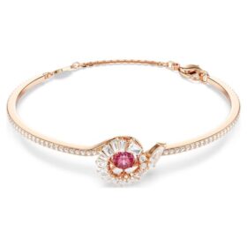Schlangenarmband mit gemischten Schliffen, Jahr der Schlange, rot, roségoldfarben plattiert