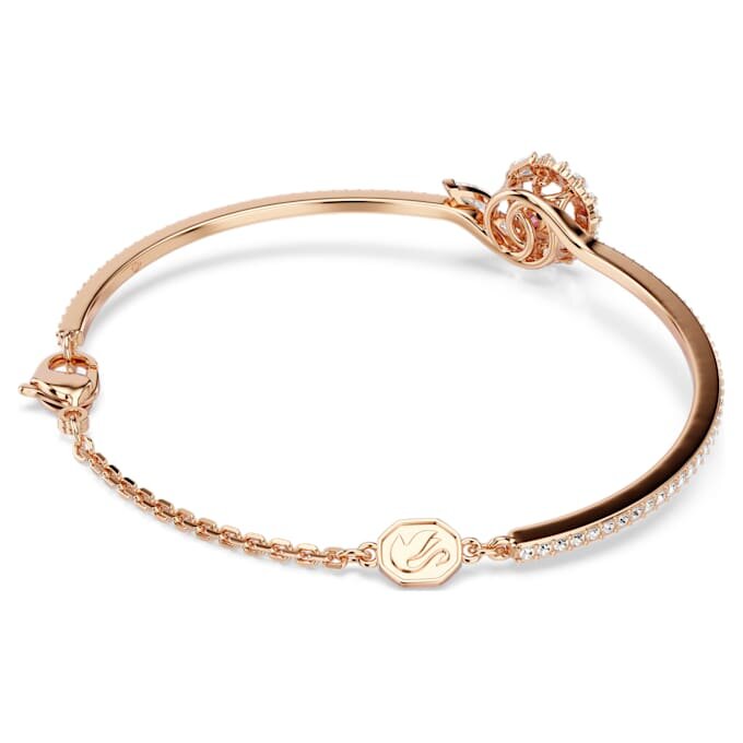 Schlangenarmband mit gemischten Schliffen, Jahr der Schlange, rot, roségoldfarben plattiert Schlangenarmband mit gemischten Schliffen, Jahr der Schlange, rot, roségoldfarben plattiert