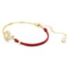 Schlangenarmband mit Kristallperlen, gemischte Schliffe, Jahr der Schlange, rot, goldfarben plattiert
