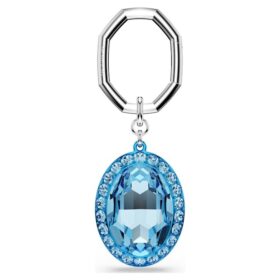Schlüsselanhänger mit ovalem Schliff, blau, gemischte Metalloberfläche