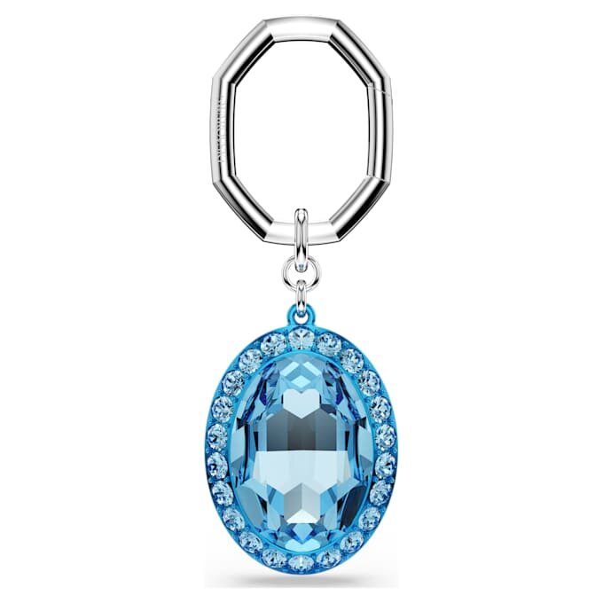 Schlüsselanhänger mit ovalem Schliff, blau, gemischte Metalloberfläche Schlüsselanhänger mit ovalem Schliff, blau, gemischte Metalloberfläche