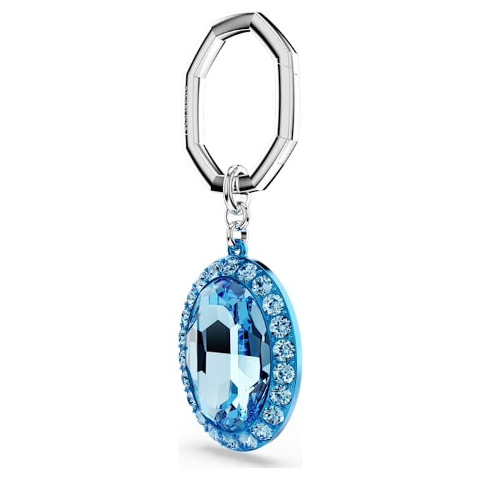 Schlüsselanhänger mit ovalem Schliff, blau, gemischte Metalloberfläche Schlüsselanhänger mit ovalem Schliff, blau, gemischte Metalloberfläche