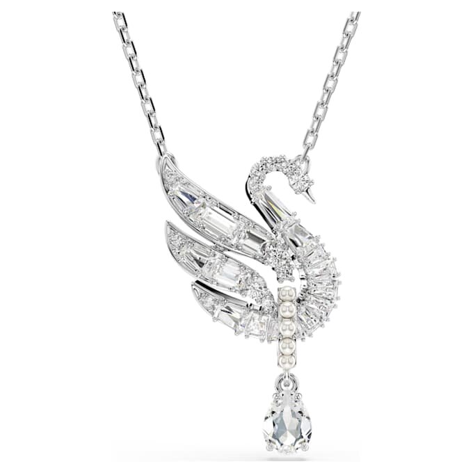 Schwan-Anhänger, weiss, rhodiniert Schwan-Anhänger, weiss, rhodiniert