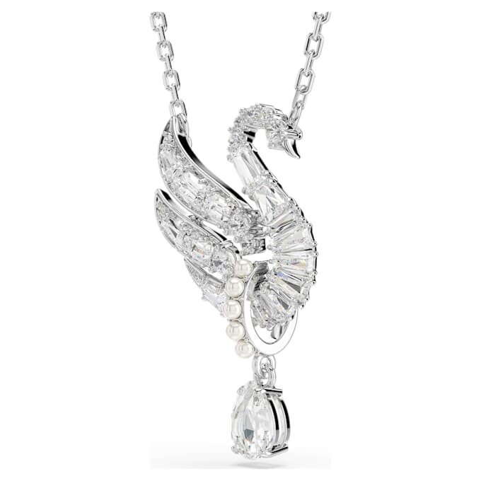 Schwan-Anhänger, weiss, rhodiniert Schwan-Anhänger, weiss, rhodiniert