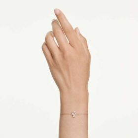 Schwan-Armband mit gemischten Schliffen, Schwan, weiss, roségoldfarben plattiert