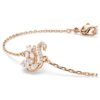 Schwan-Armband mit gemischten Schliffen, Schwan, weiss, roségoldfarben plattiert Schwan-Armband mit gemischten Schliffen, Schwan, weiss, roségoldfarben plattiert