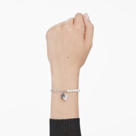 Schwan-Armband mit Kristallperlen, Schwan, schwarz, gemischte Metalloberfläche