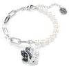 Schwan-Armband mit Kristallperlen, Schwan, schwarz, gemischte Metalloberfläche Schwan-Armband mit Kristallperlen, Schwan, schwarz, gemischte Metalloberfläche