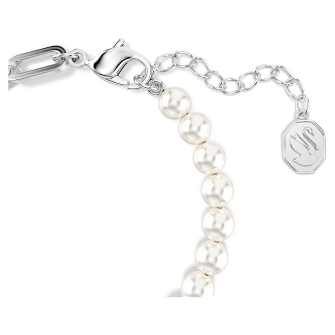 Schwan-Armband mit Kristallperlen, Schwan, schwarz, gemischte Metalloberfläche Schwan-Armband mit Kristallperlen, Schwan, schwarz, gemischte Metalloberfläche