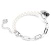 Schwan-Armband mit Kristallperlen, Schwan, schwarz, gemischte Metalloberfläche Schwan-Armband mit Kristallperlen, Schwan, schwarz, gemischte Metalloberfläche