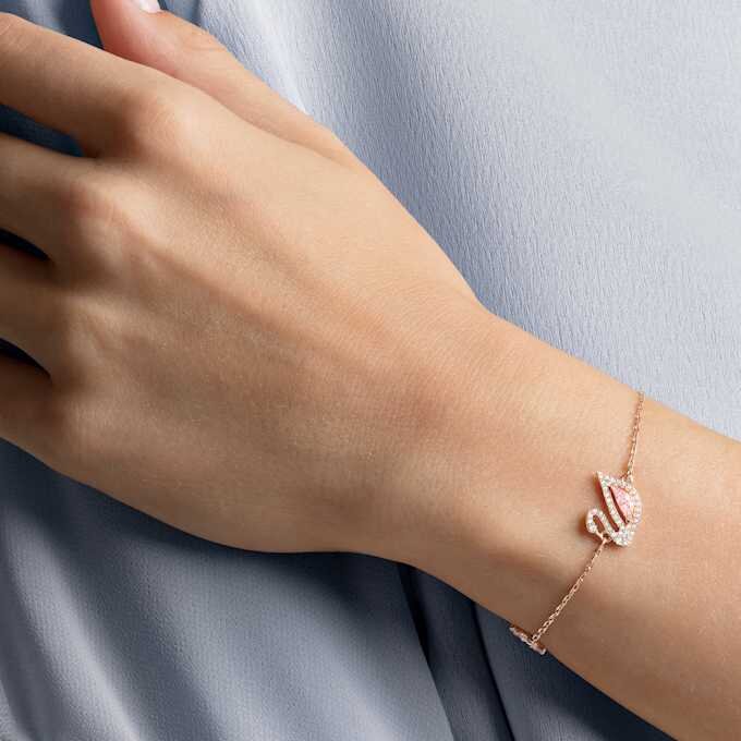 Schwan-Armband, Schwan, rosa, roségoldfarben plattiert Schwan-Armband, Schwan, rosa, roségoldfarben plattiert