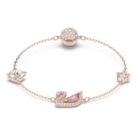 Schwan-Armband, Schwan, rosa, roségoldfarben plattiert