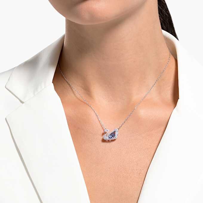 Schwan-Halskette «Dancing Swan», blau, rhodiniert Schwan-Halskette «Dancing Swan», blau, rhodiniert