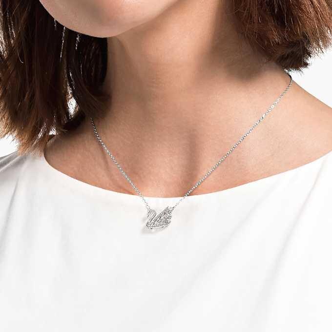 Schwan-Halskette «Dancing Swan», weiss, rhodiniert Schwan-Halskette «Dancing Swan», weiss, rhodiniert
