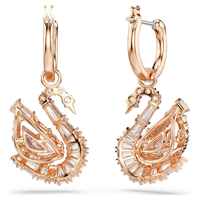 Schwan-Ohrringe mit Pavé, Schwan, Rosa Schwan-Ohrringe mit Pavé, Schwan, Rosa
