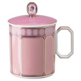 Signum-Becher mit Deckel, Porzellan, rosa