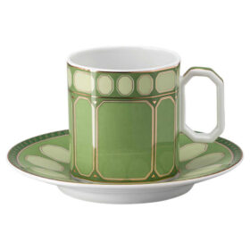 Signum-Kaffeetasse mit Untertasse aus Porzellan, grün