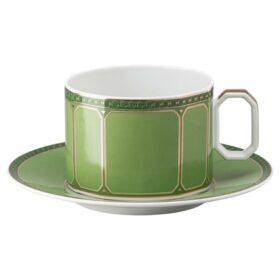 Signum-Tasse mit Untertasse aus Porzellan, grün