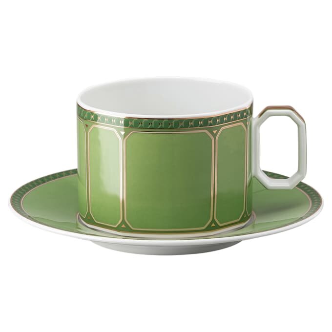 Signum-Tasse mit Untertasse aus Porzellan, grün Signum-Tasse mit Untertasse aus Porzellan, grün